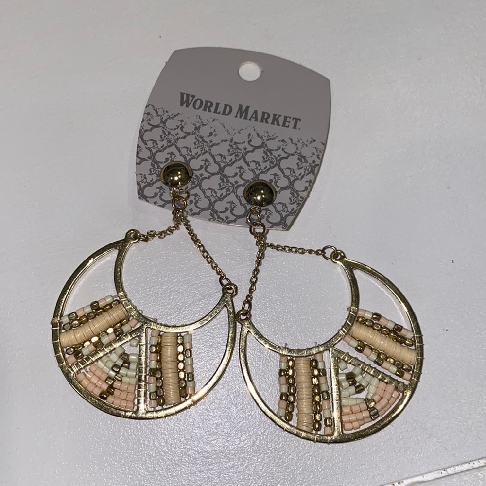Gold, white and light pink earrings never worn